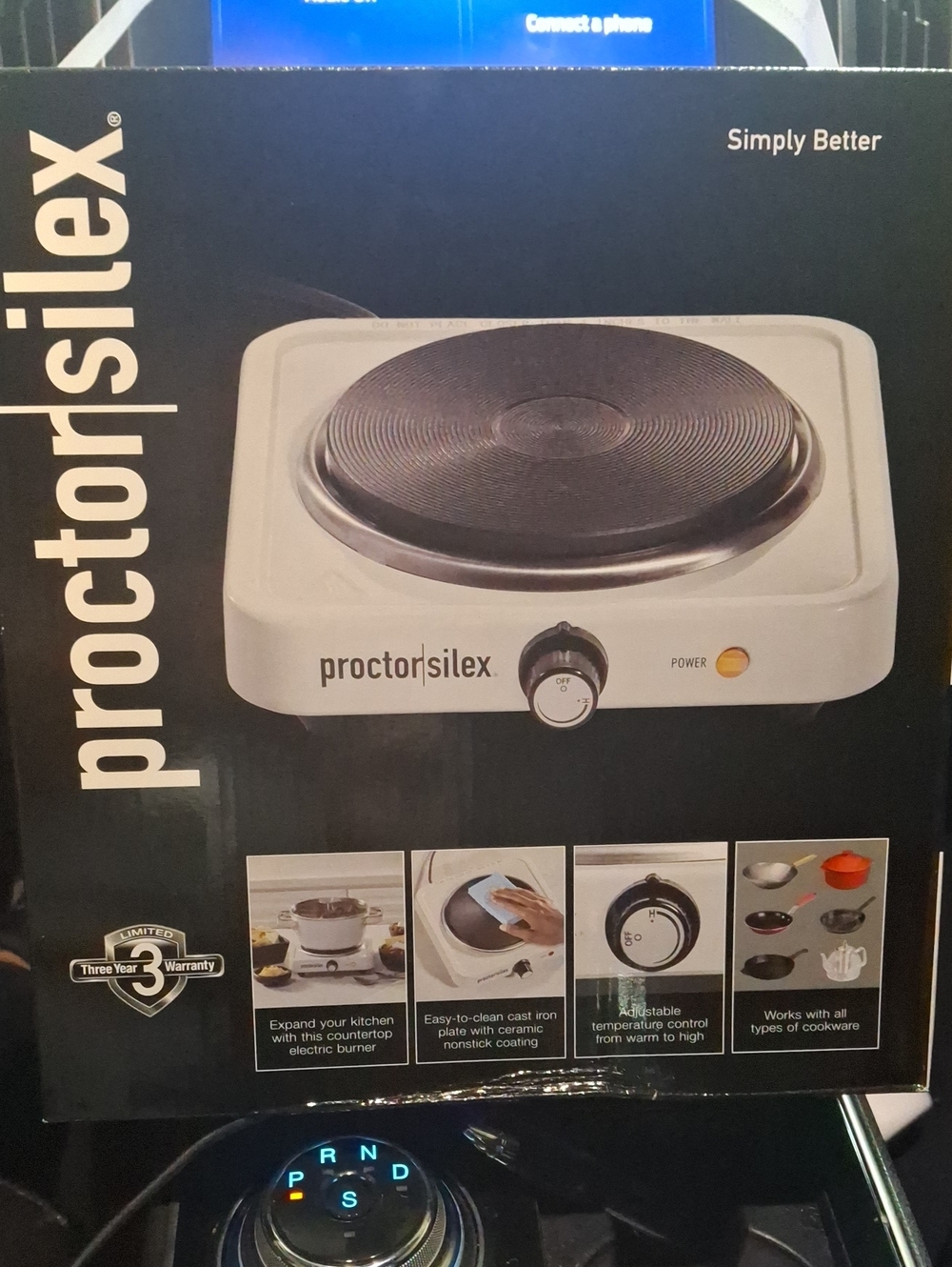 Proctor Silex Single Burner Electric Hot Plate in White
